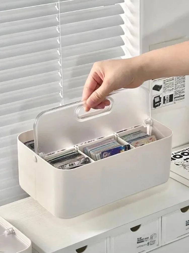 Desktop Storage Box Trading Card Organizer for Collectible Cards Kpop Photocards Gaming Cards Collectors Storage Box