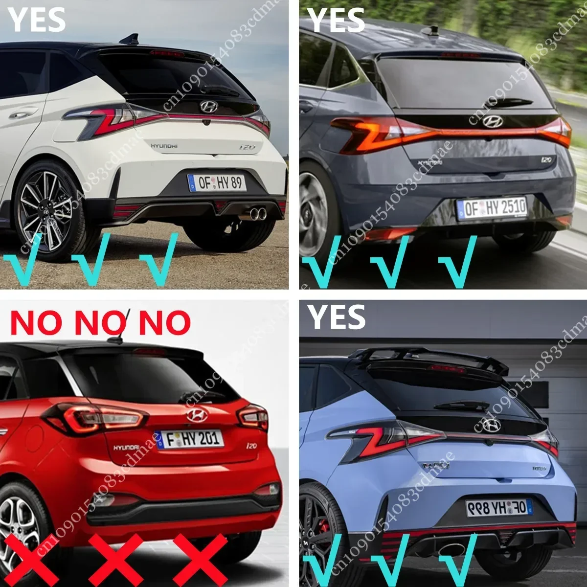 1:1 N Line Roof Spoiler Wing for Hyundai i20 i20 N N-Line BC3 MK3 2021 2022 2023 2024 Body Kit Splitter Tuning ABS UV Coat view 3