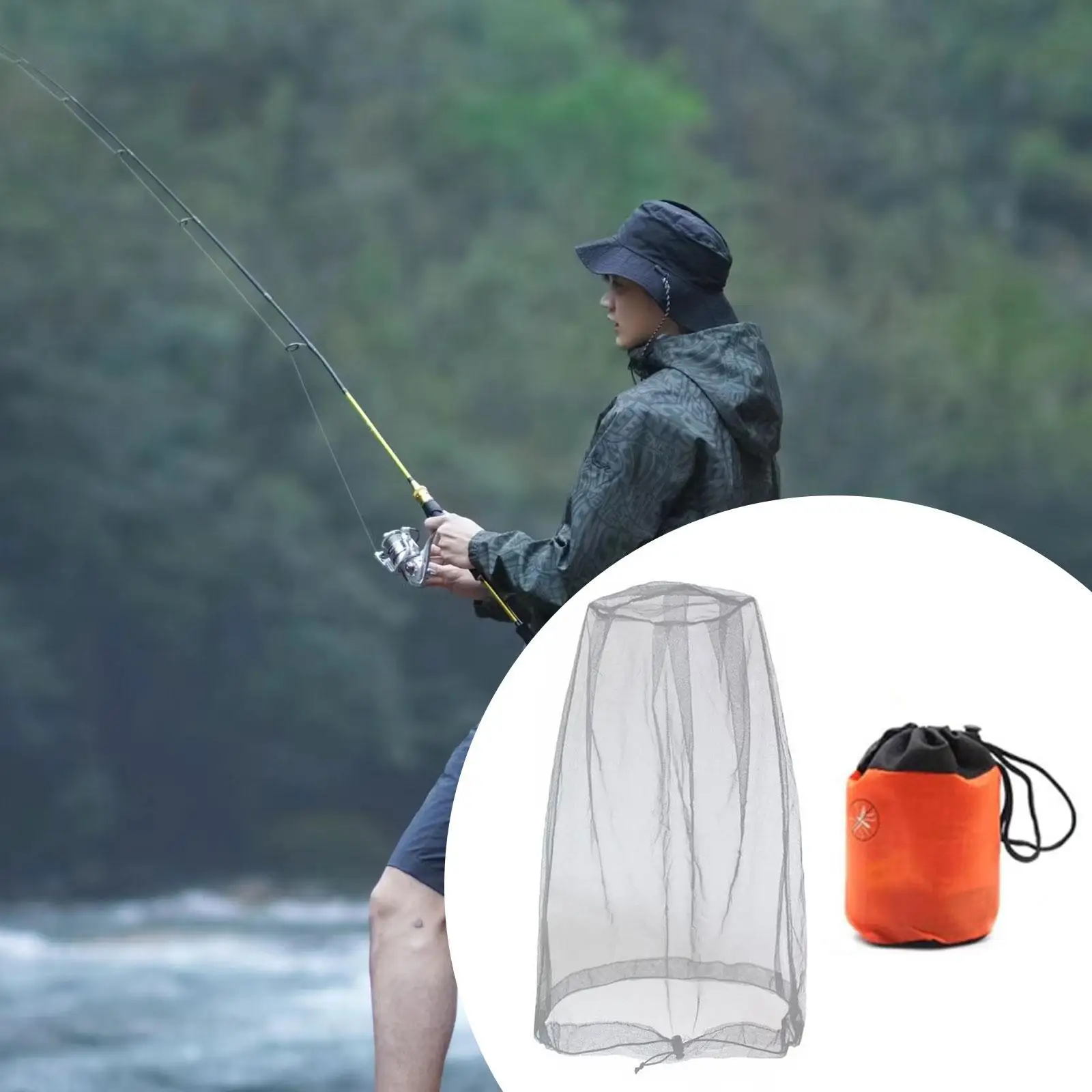 Soft Mosquito Bug Face Mesh Cover Elastic Bottom Breathable Head Net Outdoor Mosquito Device for Fishing Walking