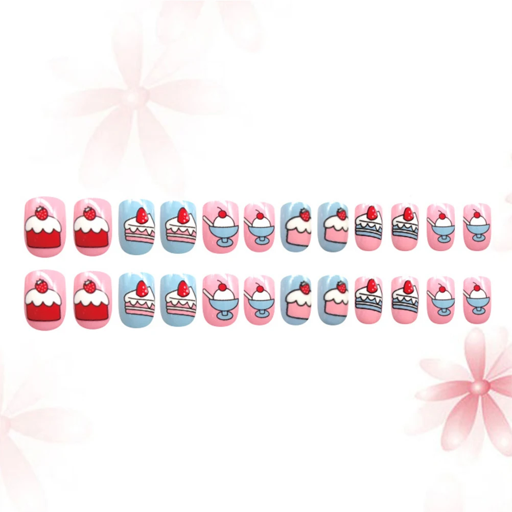 

24PCS False Nails Lovely Patterns Easy Apply Unique Nail Art Perfect Gift Kids DIY Fascinating Beautiful Designs Home Salon