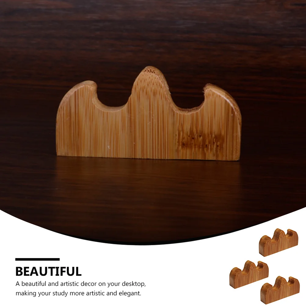 3Pcs Bamboo Calligraphy Brush Holders Lightweight Ink Pen Racks Desktop Organizer Writing Brush Rest Ink Pen Stand