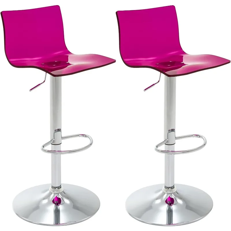 

Acrylic Bar Stools with Mid Back, Set of 2, Transparent Adjustable Swivel Airlift Barstools, Counter Height Bar Chairs for