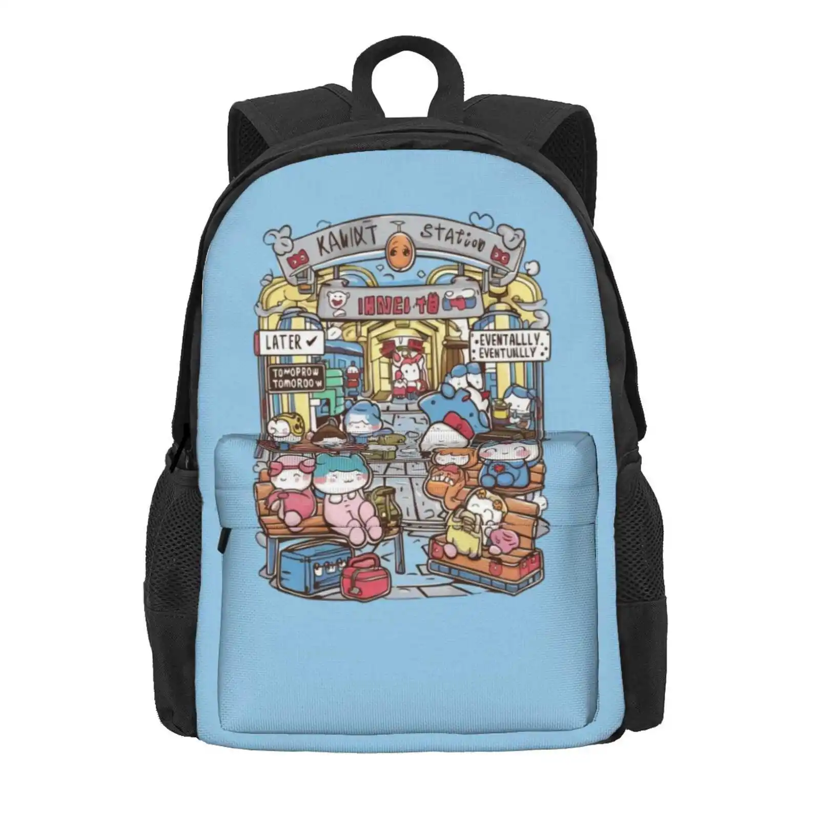 Procrastination Station - Kawaii Hot Sale Schoolbag Backpack Fashion Bags Procrastination Station Cute Kawaii Blue Train