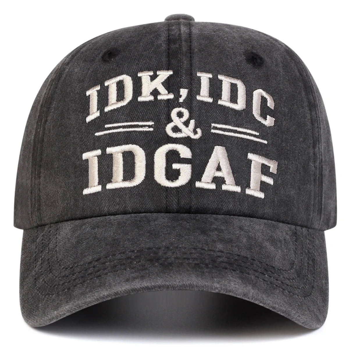 Unisex IDK IDC&IDGAF Buchstaben-Stickerei Gewaschene Baseballkappe Frühling Herbst Outdoor Verstellbare Freizeitkappe Sonnenschutzkappe Sportkappe – Detail 4