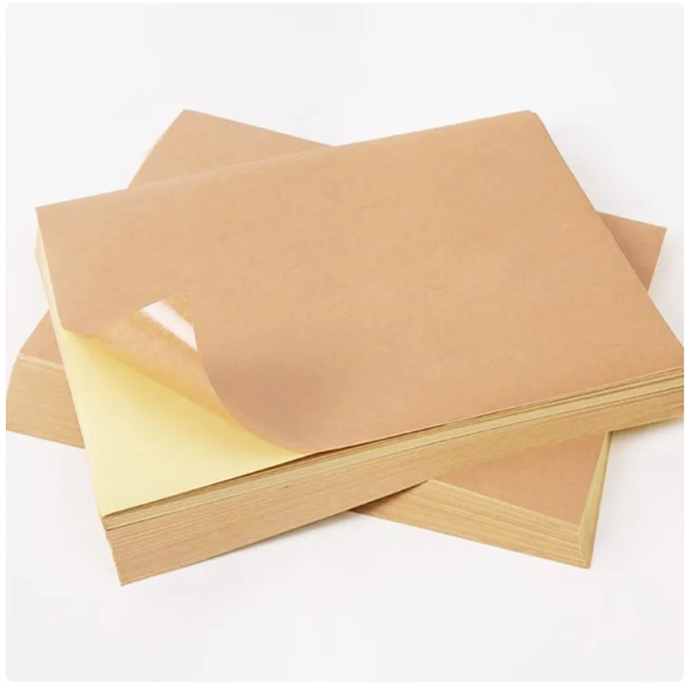 50 Sheets Adhesive Kraft Paper A 4 Printing Paper Label Back Adhesive Sticker Light Color Handwritten Laser Inkjet