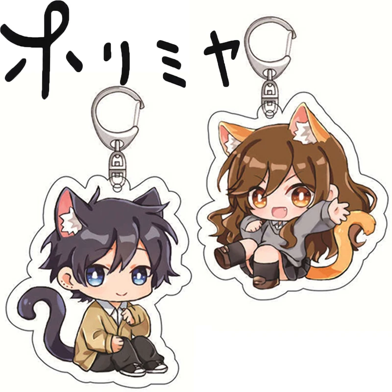 Llavero de acrílico Kawaii de Anime Horimiya Miyamura Izumi Hori Kyōko, 2 piezas/set, accesorio para bolso, adorno, accesorios de cosplay