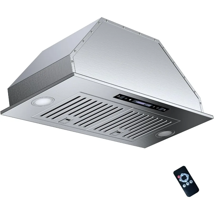

30inch Range Hood Insert with 900 CFM Builtin Kitchen Exhaust Fan Featuring 4 Speed Settings Gesture Sensing Touch Control and