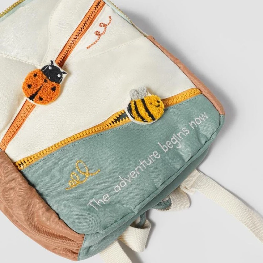 New Embroidered Children's Bag with Animal Decoration Colorblock Backpack Personalized Customization for Travel Snack Gift Pack