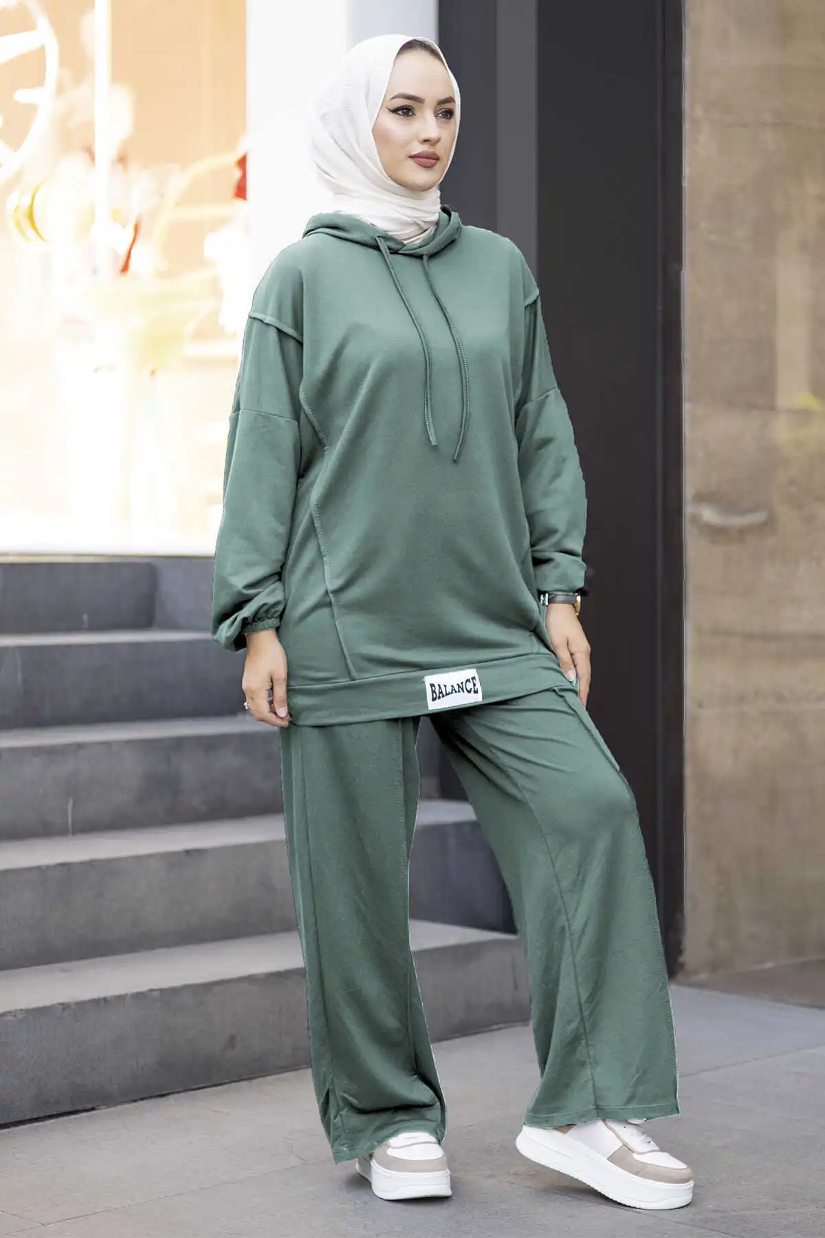 

Women Tracksuit Set Casual Cut Hijab Kombin Bottom Top Muslim dress hijab Muslim üstleri women suit dress abayas