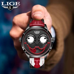 LIGE Unique Design Creative Wristwatch Fashion Top Brand Clown Watches for Men Personality Quartz Waterproof Sports Joker Watch