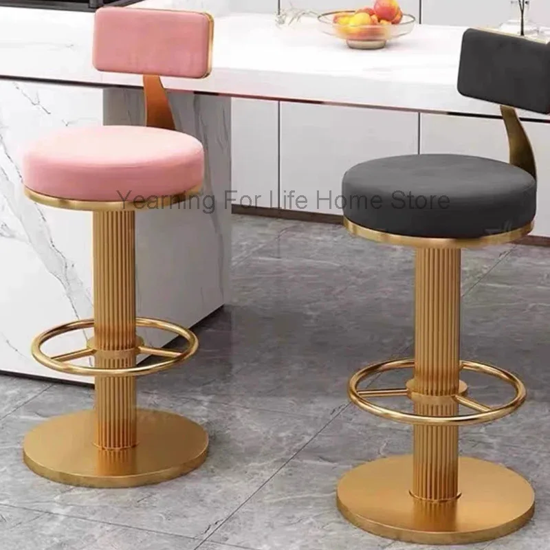 

Luxury Metal Bar Chairs Minimalist Nordic Premium Restaurant Bar Stool Comfortable Cushion Taburetes De Bar Hotel Furniture