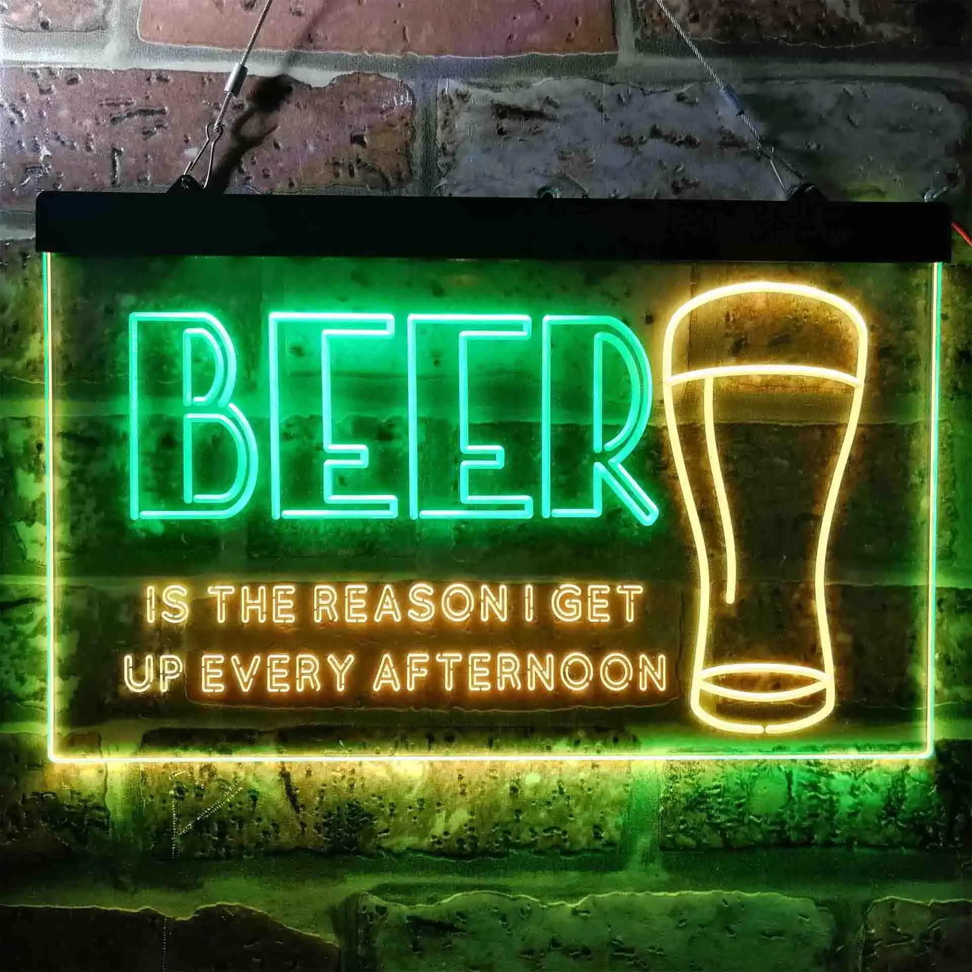 Beer is The Reason Get Up Every Afternoon Humor Dual Color Led Neon Sign st6-i3745
