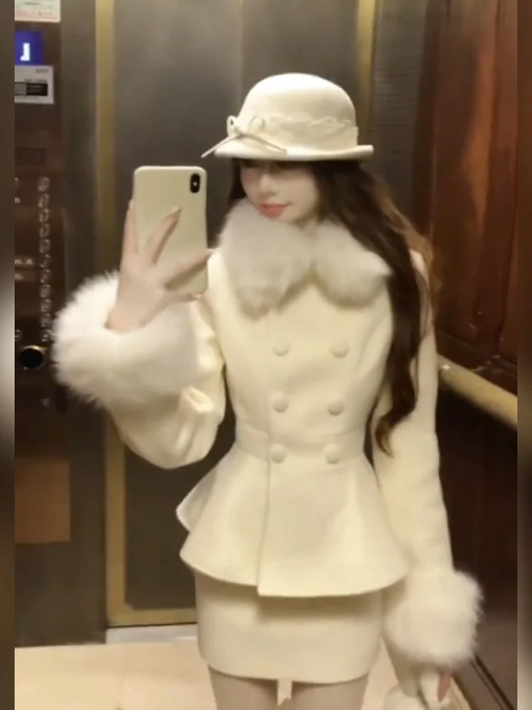 

XZY Ele шерстяное пальто и юбка для больших размеров, женская корейская юбка с высокой талией для поездок на работу, осенняя длинная юбка свекру ор