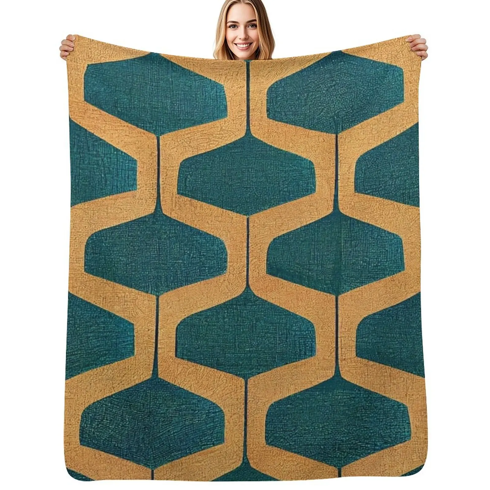 Mid Century Modern Pattern - Highly Detailed Illustrated Digital Design V1 Throw Blanket Custom Softest Blankets