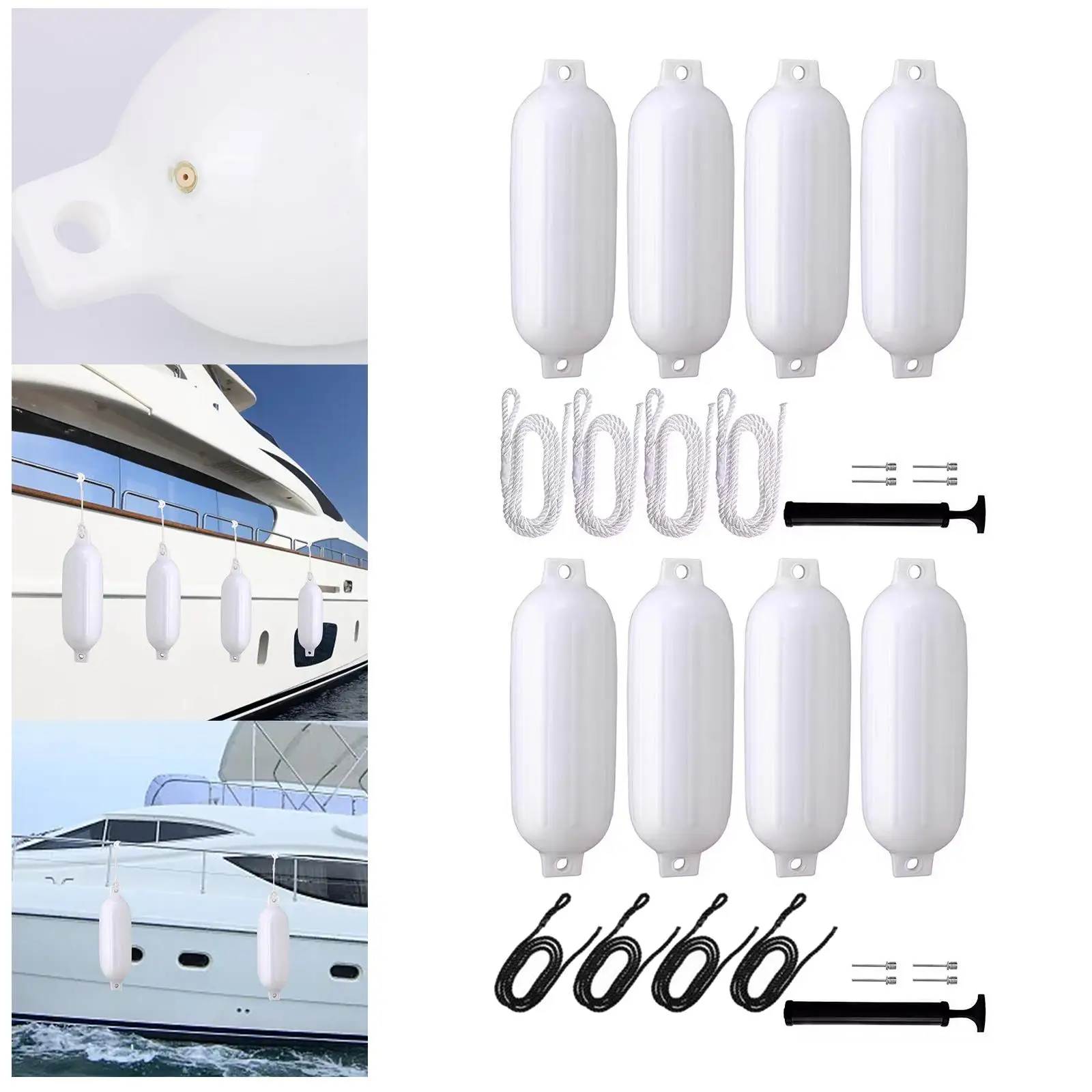 4Pcs Boat Yacht s Bumpers with 4 Ropes Marina Dock Protector Dock Bumper Boat Bumpers for Fishing Boats Pontoon Sailboats
