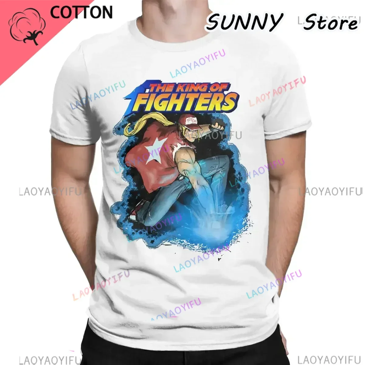 The King Of Fighters Terry Bogard  T-Shirt Men pixel retro game Funny Pure  Tees Crewneck Short Sleeve T Shirt