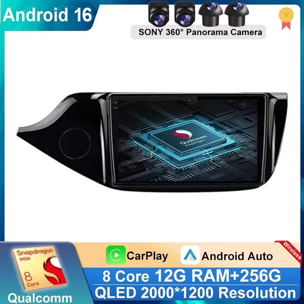 Android 16 Carplay Car Radio For Kia Ceed Cee'd 2 JD 2012-2018 Navigation GPS Multimedia Player WiFi+4G Stereo BT 360 Camera DSP