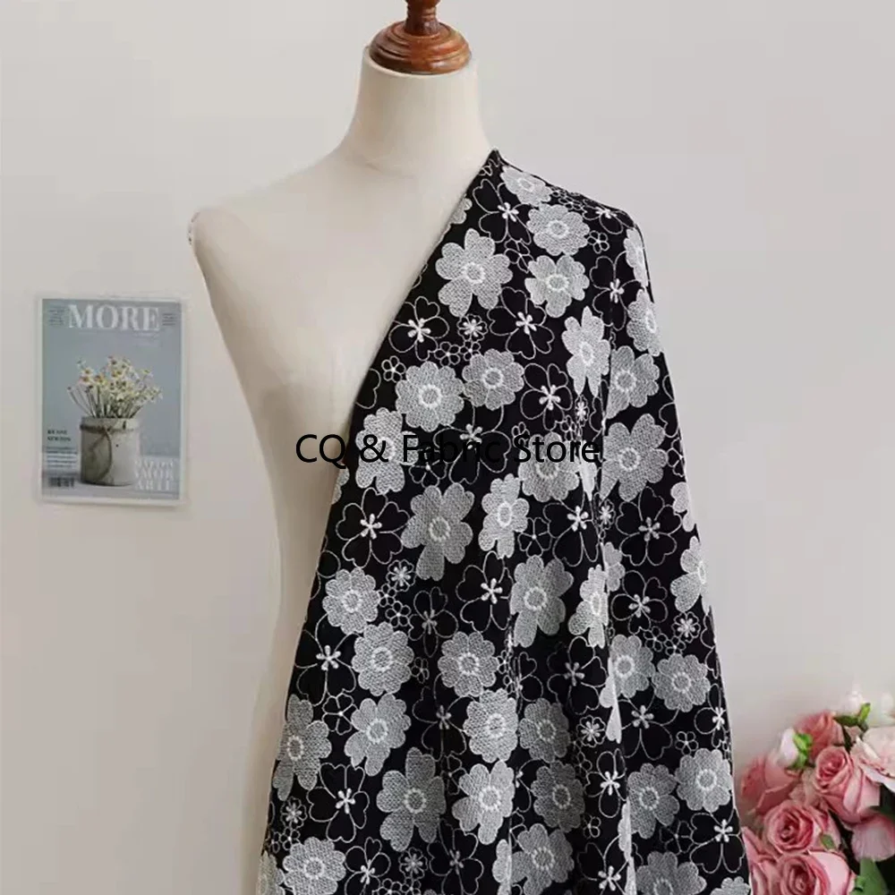 Black Embroidered Corduroy Fabric For Spring/Fall Jackets, Shirts, Dresses, And Children's Clothing DIY Sewing Projects