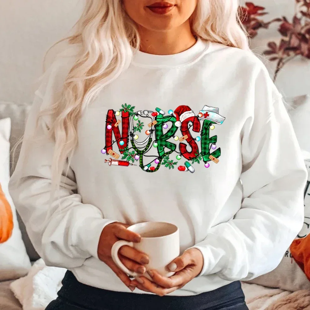 Nurse Christmas Sweatshirt Christmas Nursing Sweater Nursing School Hoodie Long Sleeve Women Sweatshirts Christmas Gift Pullover