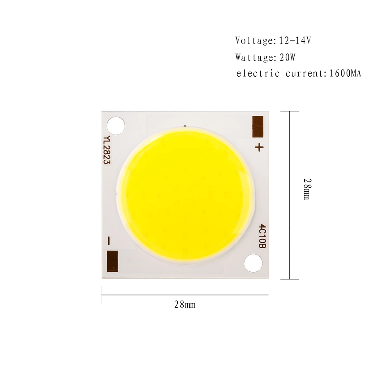 28*28mm Ultra Bright 20W DC 12V COB LED Chip Beads Light Cool White 6000K for DIY Car Lights Work Lamps Home Bulbs bar