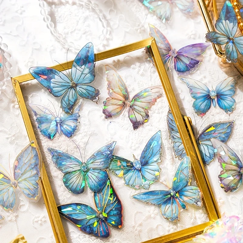 

40 шт. винтажная лазерная бабочка наклейка для домашних животных ретро DIY декоративные материалы водонепроницаемые товары для рукоделия