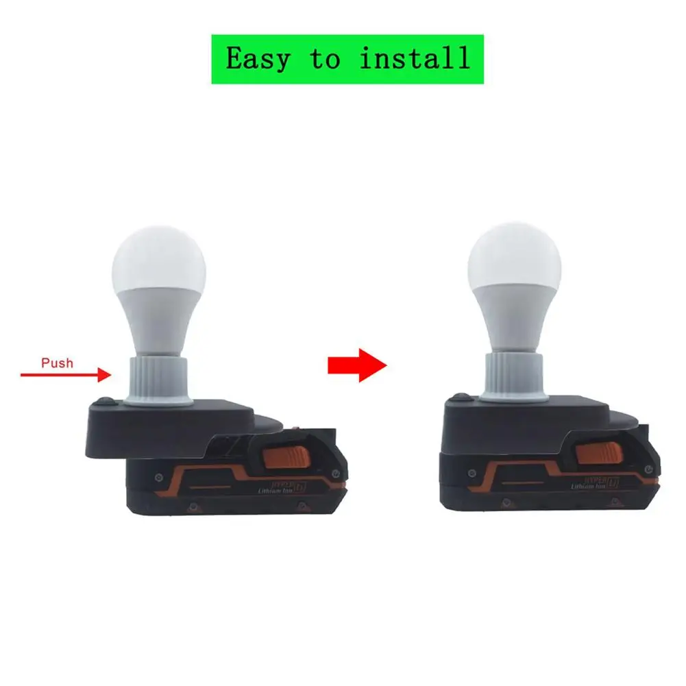 Portable E27 Bulb Lamp LED Work Light Compatible For Ridgid 18V AEG 18V Lithium Batteries For Indoor Outdoor
