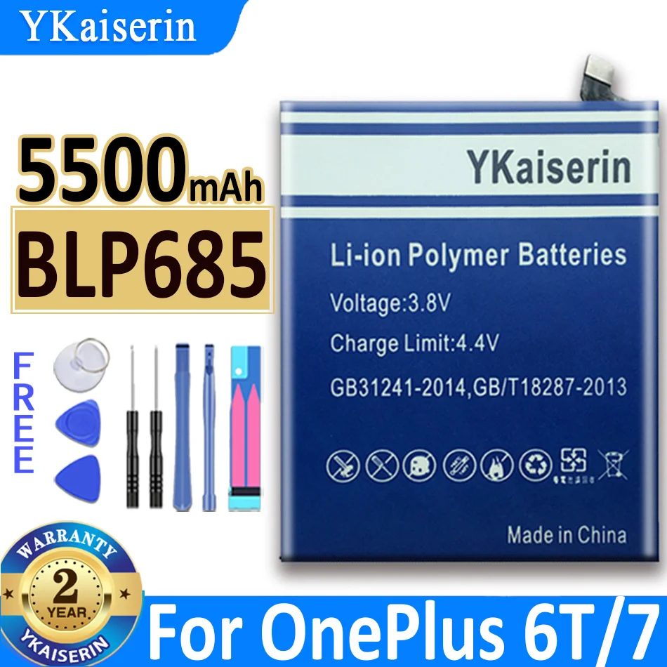 Аккумулятор ykaisin для OnePlus 7TPro 7T Pro 7T 7Pro 7 Pro 6T 6 5T 5 3 3T для OnePlus 1 + 3/3T/5/5T/6/6T/7/7Pro/7T/7tpro batteria