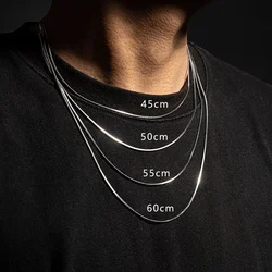 Collier punk hip-hop en argent regardé pour hommes et femmes, lien de salle, bijoux masculins, cadeaux, 2mm, JO925