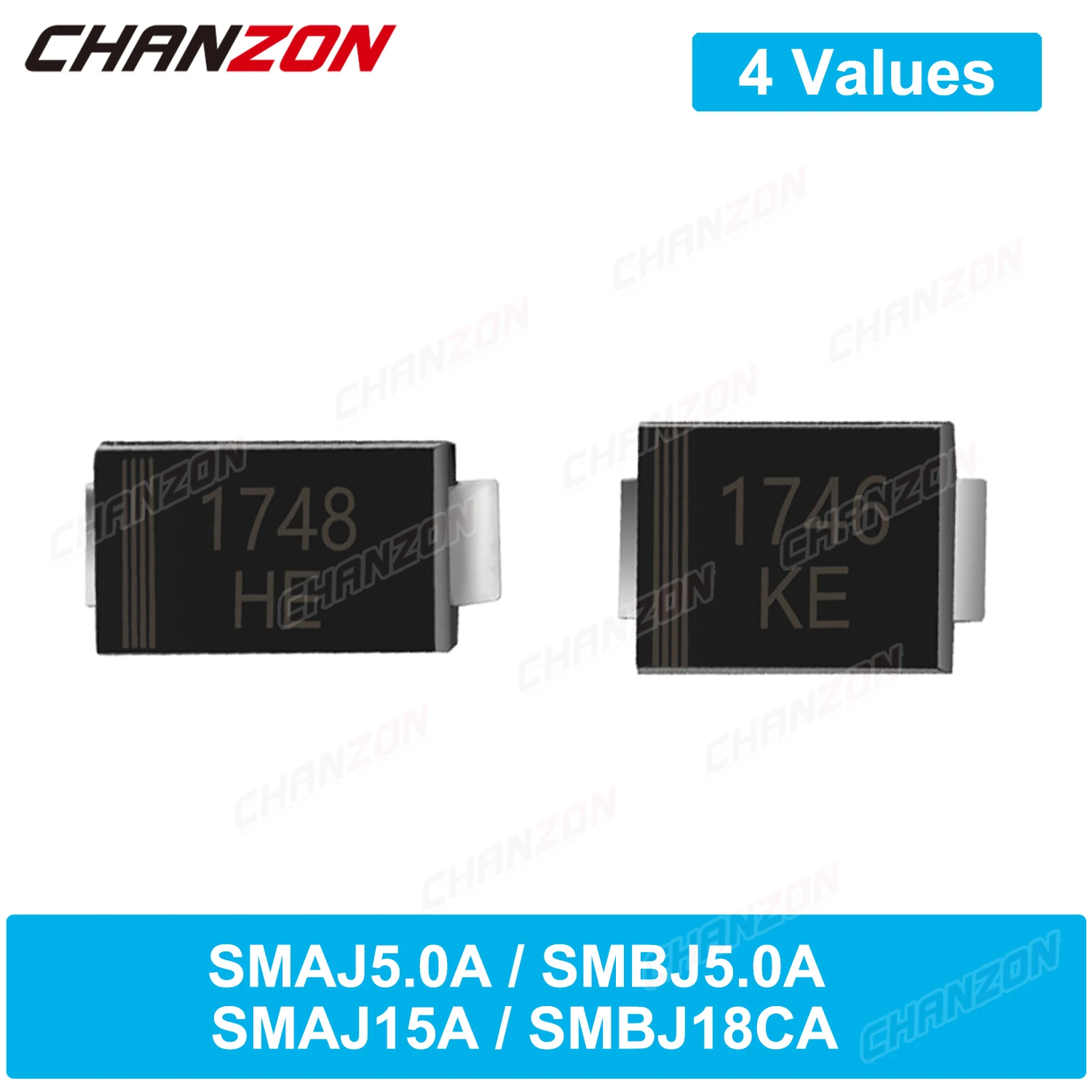 50Pcs 100% Original SMAJ5.0A SMBJ5.0A SMBJ15A SMBJ18CA TVS Diode SMA SMB 800uA 1.0uA 5V 15V 18V 400W 600W Unidirectional Channel