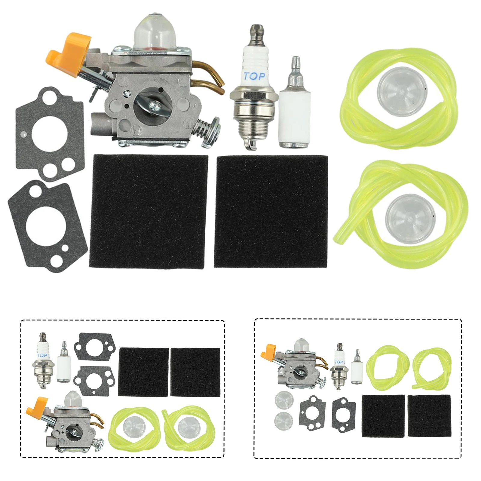 1set Carburetor With Spark Plug Fuel Filter Primer Bulb Kit For PLT3043YE RUIXING Quick-Start Air Filter Engine Tool Accessories