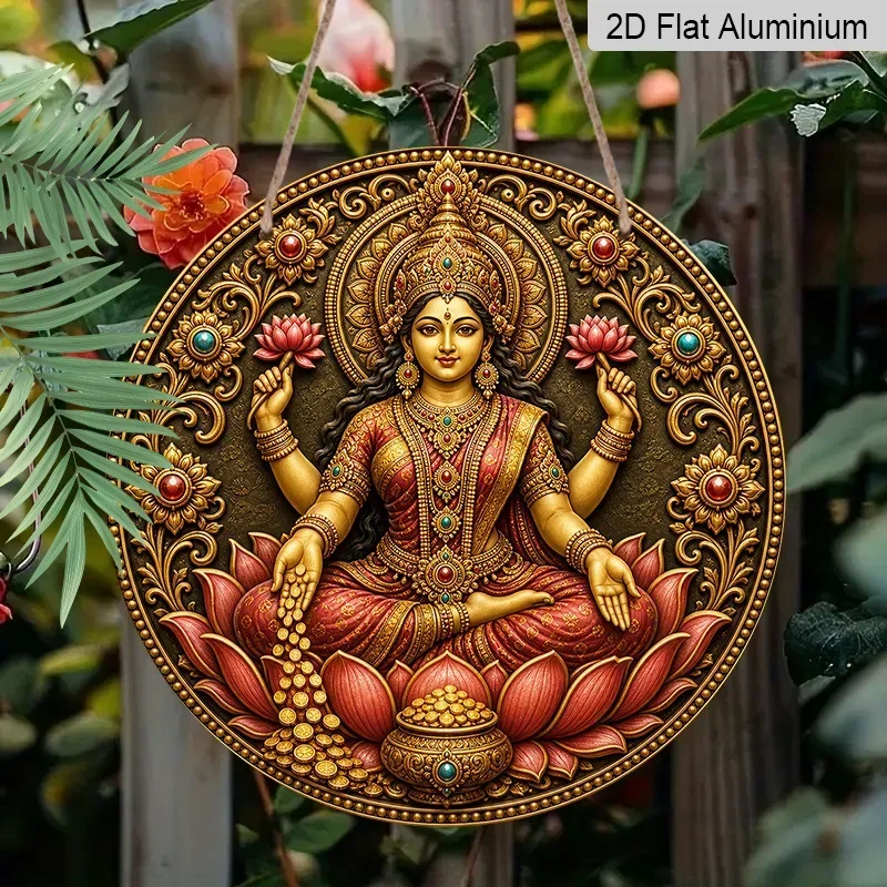 CIFBUY Retro Goddess Lakshmi Aluminum Wall Art Waterproof Wearproof Metal Sign Home Living Room Bar Cafe Decor Gift