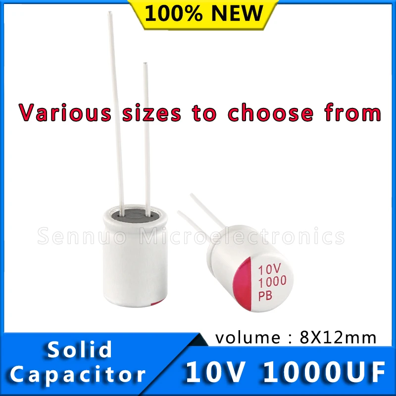 10pcs New solid capacitor 1000uf 10V Capacitors 8x12 Aluminum Electrolytic Capacitors 1000uf 10v In-Line Solid State Capacitors