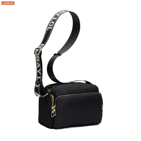 Women's Outdoor Waterproof Nylon Shoulder Camera Crossbody Bags Stylish Letter Print Small Sling Cross Body Bag Lightweight