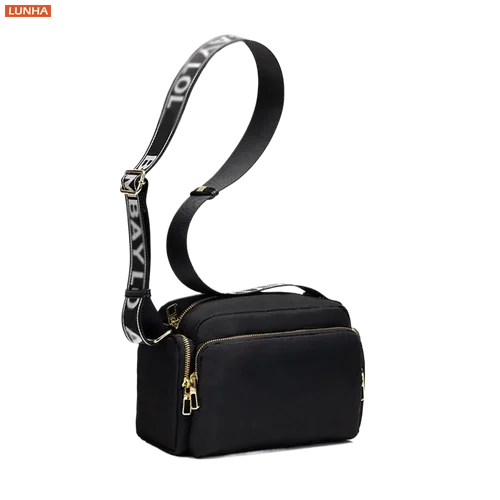 Bolsos cruzados para cámara de hombro de nailon impermeables para exteriores para mujer, bolso cruzado pequeño con estampado de letras elegante, ligero