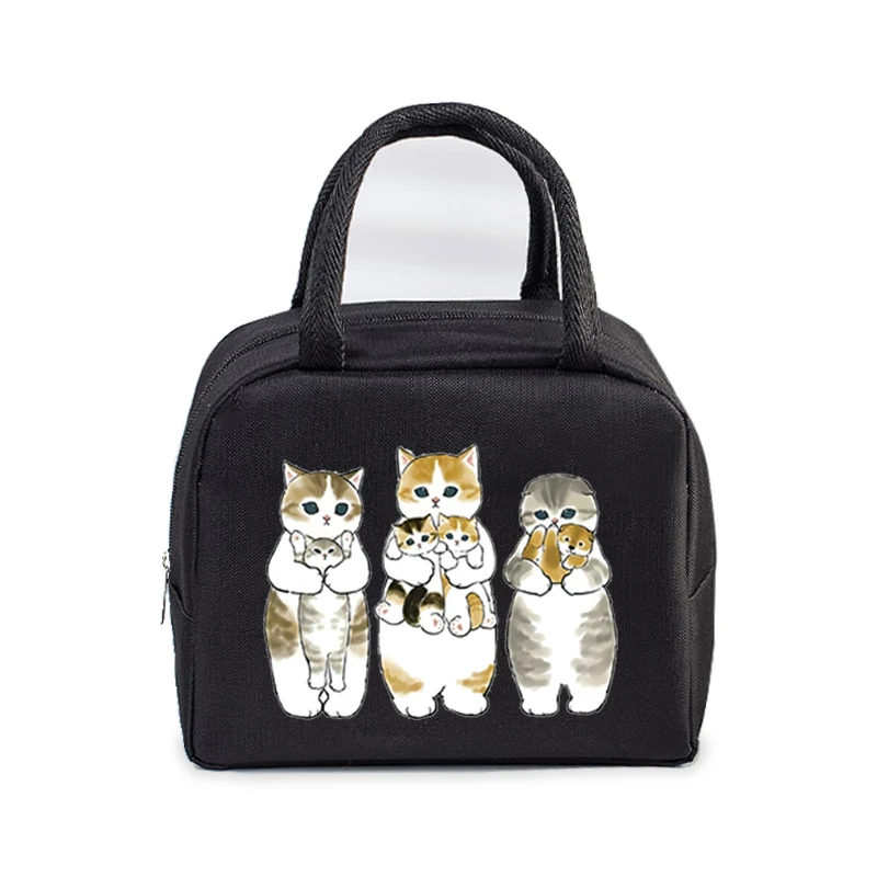 Funny Anime Cats Portable Lunch Bag Durable Office Women Men Thermal Box Cartoon Lunch Handbags Cooler Insulated Food Lunch Bags