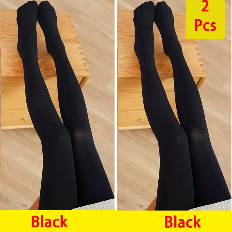 

Dropshipping 2Pcs Pantyhose Women Sexy Slim Winter Warm Tights Solid High Waist Stretch Pantyhose Seamless Pants