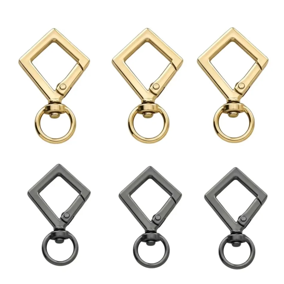 5-100Pcs Rhombic Round Lobster Leather Bag Handbag Strap Connector Pendant Keyring Spring Key Ring Snap Clasp Clip Trigger Hook