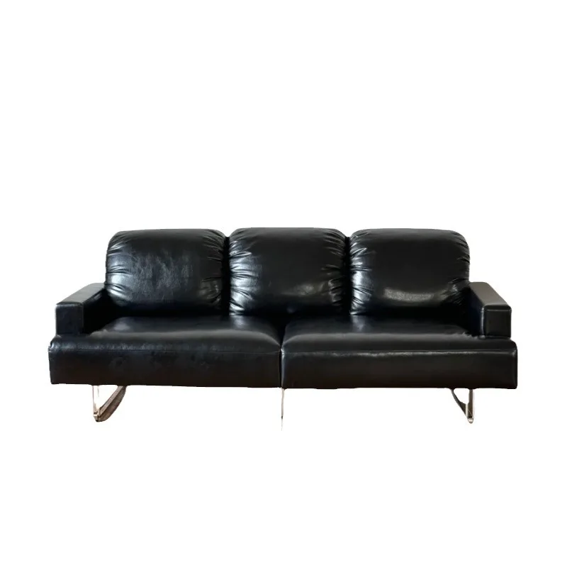 

Retro style, black, oil wax, lazy leather, big black cow, sofa, simple, design