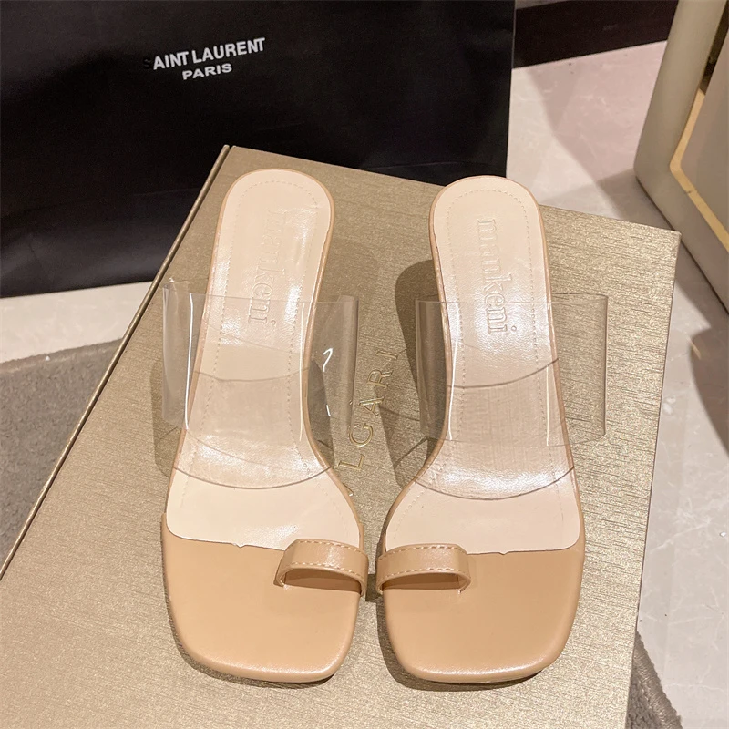 Hot 2023 Summer Pumps Sandals PVC Jelly Slippers Open Toe High Heels Women Transparent Perspex Slippers Shoes Heel Clear