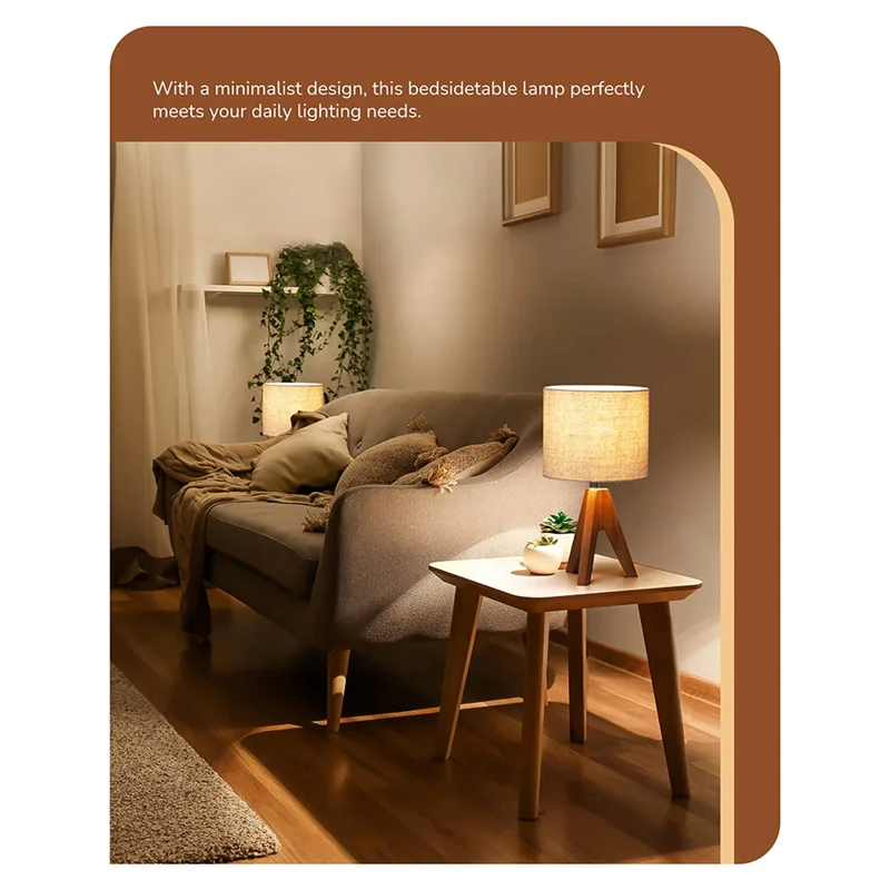 ABRB-trépied lampe de Table Base en bois, lampe de chevet mignonne avec abat-jour, table de chevet pour chambre à coucher, chambre d'enfant, salon