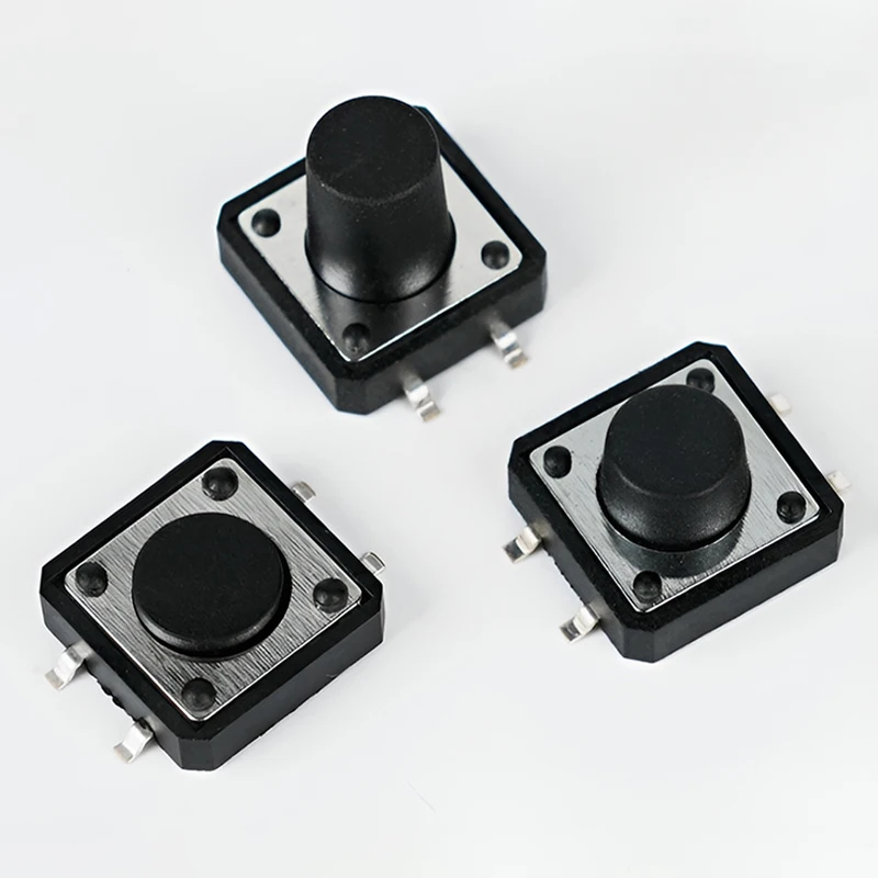 10 Stück 12x12 Hochtemperaturbeständiger Patch-Typ Taktiler Schalter 12*12 Griffhöhe 11,0mm 50mA DC12V 4-Pin SMD Mikroschalter – Detail 2