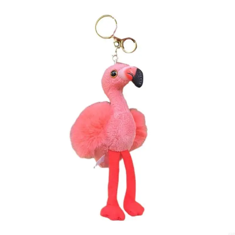 

J2HD Plush Flamingo Keyring Lovely Stuffed Animal Keychain Pendant Children Backpack Ornament Stress Relief Pendant Gift
