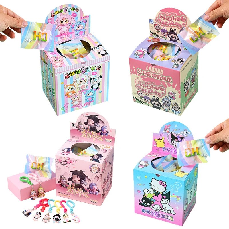 Neue 32 stücke Sanrio Labubu Familie Blind Box Schlüsselanhänger Anime Peripherie Produkte Action Spielzeug Figur Kawaii Figur Puppe Kinder Geschenke