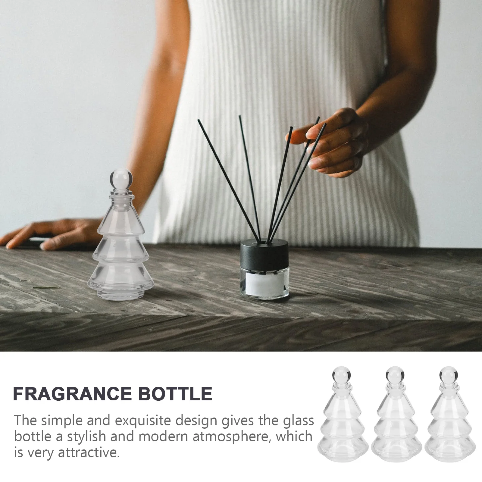 

3Pcs Simple Aroma Glass Bottles Smooth Bottom Home Aromatherapy Elegant Decor Aromatherapy Bottle Empty Bottle