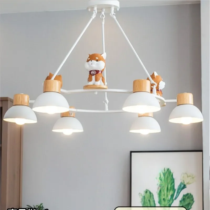 Full spectrum eye protection creative puppy chandelier minimalist bedroom main light original wood new lighting fixtures