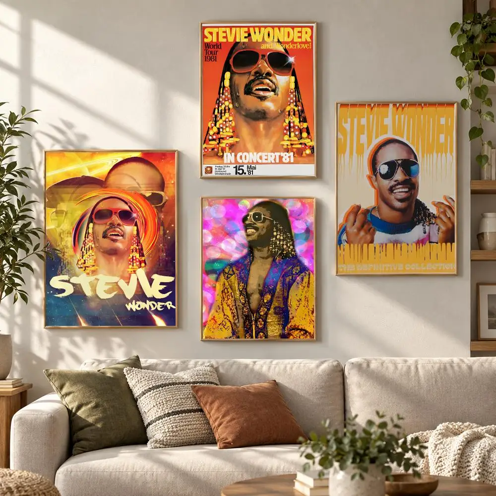 Stevie Wonder 80s Soul Singer Classic Album Style Music Poster Contemporary Wall Art Print for Bedroom & Living Room, Unframed