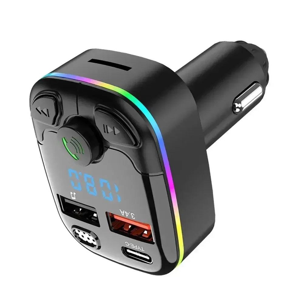 Car Bluetooth 5.0 FM Transmitter Wireless Adapter Mic Audio Receiver Auto MP3 Player 2.1A Dual USB Fast Charger Car Accessories