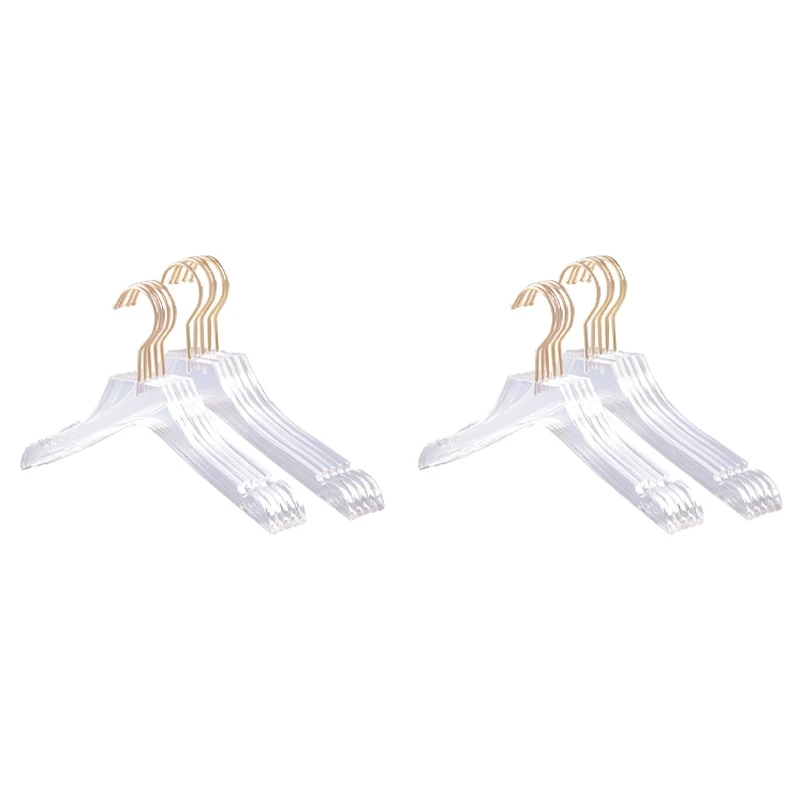 

Hot 20 Pcs Clear Acrylic Clothes Hanger With Gold Hook, Transparent Shirts Dress Hanger With Notches For Lady Kids S