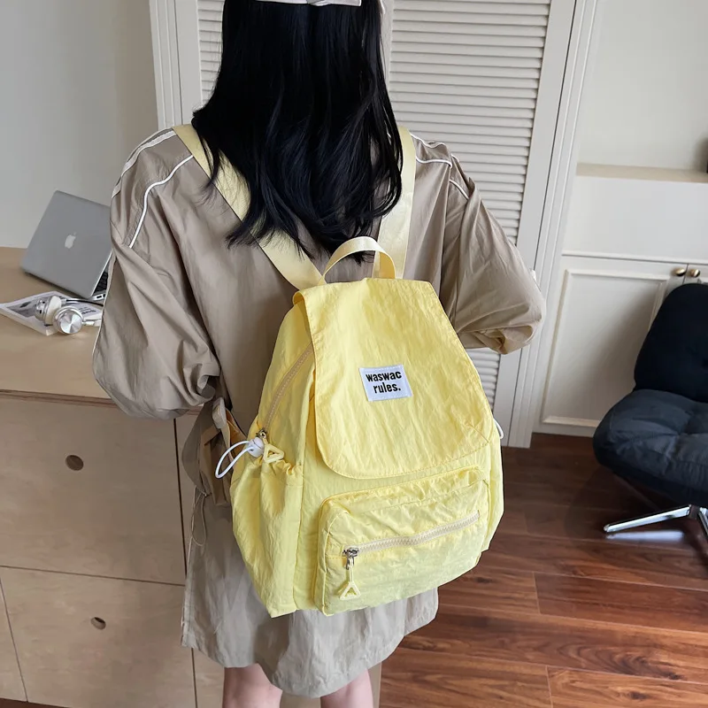 

Lightweight College Student Backpacks Large Capacity Casual Travel Commuter Backpacks Solid Nylon Female Backpack