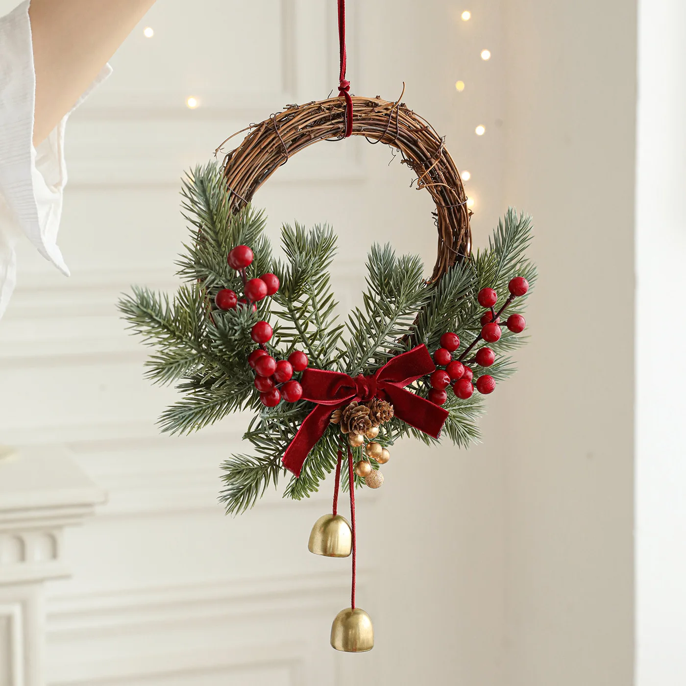 

1PCS Christmas tree wreath rattan horn Christmas decoration door wall hanging hotel shopping mall scene arrangement pendant